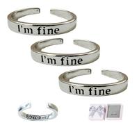 Anello Imfine, Sto Bene, Salvami, Anello Regolabile in Acciaio Inossidabile Argentato, Regalo di Apertura(3pcs)