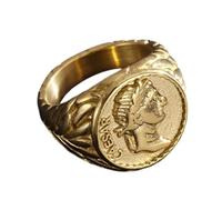 Anello imperatore romano per uomo - Anello imperatore romano dorato - Gioiello imperatore romano per uomo, 18.9 mm, Acciaio inossidabile