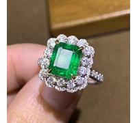 Anello impilabile aperto in cristallo verde per donna - Grande e delicato anello in zirconia cubica con strass simulato smeraldo regolabile in argento sterling 925 con tormalina e taglio a cuscino