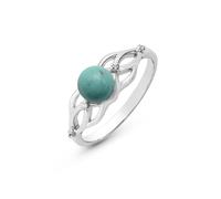 Anello impilabile in argento Sterling 925 con pietra turchese minimalista e delicata con nodo celtico, pietra portafortuna di dicembre, regalo per donne, S 1/2, Pietra preziosa., Turchese