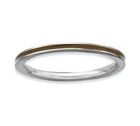 Anello Impilabile In Argento Sterling Con Smalto Marrone 1.5Mm Taglie Da 5 A 10