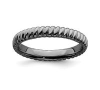 Anello Impilabile In Argento Sterling Placcato Nero Con Pattern Taglie Da 5 A 10