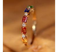 Anello impilabile multicolore con zirconi cubici minimalisti, da donna