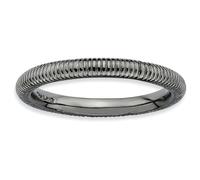 Anello Impilabile Testurizzato Placcato Nero In Argento Sterling Taglie 5 A 10