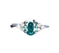 Anello importante in argento sterling 925 con pietra blu Praiba naturale - blu e trasparente | placcato argento, fascia con pavé di diamanti | LK_DHR_0697