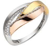 Anello IN 585 Oro Giallo/Bianco/Rosso Tricolor 36 Diamanti Brillanti 0,23 Ct.