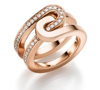 Anello IN 750 Oro Rosso Con Diamanti-Brillanti 0,36 CT Tw-Si