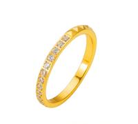 Anello in acciaio al titanio con rivetto a mezzo cerchio in acciaio al titanio, anello con indice di tendenza alla moda, 6, Metallo, Zirconia cubica