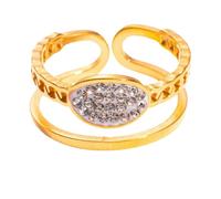 Anello in acciaio al titanio con zirconia cubica e gioielli alla moda in acciaio inossidabile per donne, accessori di lusso minimalisti, da indossare tutti i giorni
