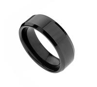 Anello in acciaio in acciaio titanio Anelli inossidabile per uomo Anello nuziale Cool Simple Banda semplice 8 mm Picchia di alta dimensione 7 inossidabile nero