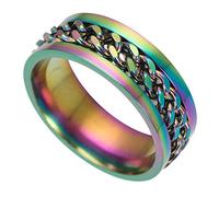Anello in acciaio inossidabile al titanio con catena girevole Spinner Wedding Band per uomo compleanno fidanzamento festa del papà taglia 11 colore trattamento intelligente