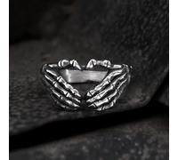 Anello in acciaio inox a forma di teschio gotico a forma di cuore, stile vintage, con mani e gesti d'amore, unisex, gioielli per coppie per un'espressione d'amore unica, taglia 6-11