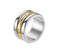 Anello in Acciaio Inox, Anello da 12 Mm con Fasce a Cupola Bicolore Argento Oro Taglia 30