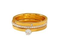Anello In Acciaio Inox Per Le Donne Tre Pezzi Set Zircone Classico Moda Finger Accessorio Gioielli Regali Femminili, 6, Metallo, Zirconia cubica