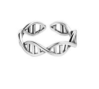 Anello in argento 925, a forma di molecola di DNA, regolabile