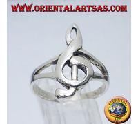 Anello In Argento 925‰ Chiave Di Violino, Grande