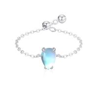 Anello in argento 925 da donna, fede nuziale, gioielli in pietra di luna a catena sottile regolabile argento, Réglable, Pietra di luna