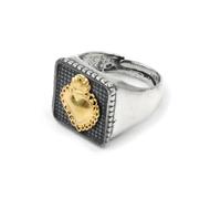 Anello in Argento 925 Modello Chevalier Quadrato con Sacro Cuore Ex Voto