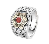 Anello In Argento 925 Per Donne Anelli A Forma Di Fiore Di Loto In Argento Per Donna Con Fascia Massiccia Intarsiata Con Agata Amuleti Del Sutra Del Cuore Incisi Vintage Fede Nuziale Per Il Pollice