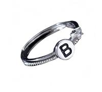 Anello In Argento 925 Per Donne Anello In Argento Con Iniziale Per Donna E Uomo,Regolabile,Impilabile,Con Lettere Dell'Alfabeto Dalla A Alla Z,Con Fascia Per Il Pollice,Scintillante Zircone Cubico,An