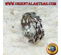 Anello in argento 925 ‰ per le dita dei piedi o per falange con rane in fila