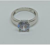 ANELLO IN ARGENTO 925 SOLITARIO CLASSICO 9MM ZIRCONE (AMFA0151)