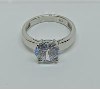 ANELLO IN ARGENTO 925 SOLITARIO CLASSICO 9MM ZIRCONE (AMFA0151)