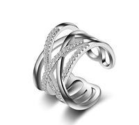 Anello in Argento alla Moda, Argento a Maglie Scintillanti con Diamante ed Elegante Apertura Regolabile in Metallo per Donna 1 pz Creativo e utile Clever Fashion
