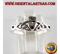 Anello in argento Claddagh simbolo celtico con nodo di tyrone