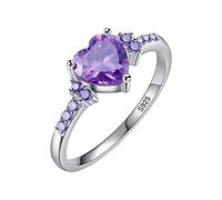 Anello in argento e ametista naturale Gioielli a forma di cuore di nozze Portachiavi Gioielli Gioielli, 6, Metallo, Nessuna pietra preziosa