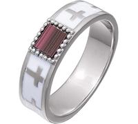 Anello in argento Nano Sim NT con smalto bianco - croce