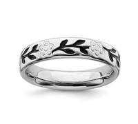 Anello In Argento Sterlina Impilabile Con Fiori Smaltati Lucidi Taglia 5-10