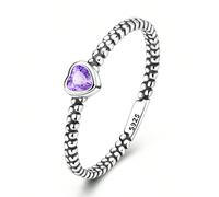 Anello in argento sterling 925 a forma di cuore, stile semplice ed elegante, impreziosito da zirconi viola, simbolo d'amore e di protezione, un regalo perfetto per lei 7,9,6,8Argento 925