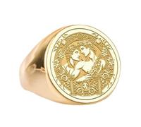 Anello in argento sterling 925 Apollo e Giacinto | Anello placcato in oro | Anello con sigillo rotondo 15x15 mm | Misura della fascia US 5-12,5 Avelaibal | LKDR_0694