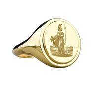 Anello in argento sterling 925 Athena | Anello placcato in oro | Anello con sigillo ovale 15x13 mm | Misura della fascia US 5-12,5 Avelaibal | LKDR_0400