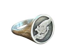 Anello in argento sterling 925 con Ade e Persefone | Anello placcato in argento | Anello con sigillo rotondo 15x15 mm | Misura della fascia US 5-12,5 Avelaibal | LKDR_0729