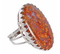 Anello in argento Sterling 925 con agata della Apple Valley, triangolare, cabochon 33 x 19 mm, pietra preziosa naturale rossa, gioielli di design fatti a mano, regalo per donne, O 1/2, 56 (17,80)