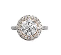 Anello in argento sterling 925 con alone da cocktail Golden Hour | placcato oro | con moissanite, anelli di lusso fatti a mano di forma rotonda per donna | LKJR_0420