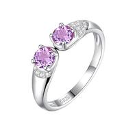 Anello In Argento Sterling 925 Con Doppia Pietra Preziosa Per Donna, Anello Impilabile Con Cristallo Taglio Ovale, Cocktail, Eternità, Fidanzamento, Promessa, Fede Nuziale, Regali Per Lei, Ametista