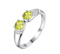 Anello In Argento Sterling 925 Con Doppia Pietra Preziosa Per Donna, Anello Impilabile Con Cristallo Taglio Ovale, Cocktail, Eternità, Fidanzamento, Promessa, Fede Nuziale, Regali Per Lei, Peridoto