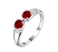 Anello In Argento Sterling 925 Con Doppia Pietra Preziosa Per Donna, Taglio Ovale, Cristallo, Impilabile, Cocktail, Eternità, Fidanzamento, Promessa, Fede Nuziale, Regali Per Lei, Rubino