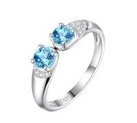 Anello In Argento Sterling 925 Con Doppia Pietra Preziosa Per Donna, Taglio Ovale, Cristallo, Impilabile, Cocktail, Eternità, Fidanzamento, Promessa, Fede Nuziale, Regali Per Lei, Topazio