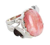 Anello in argento Sterling 925 con opale rosa, cabochon fantasia 18 x 12 mm, set di gioielli fatti a mano per donne, anniversario, compleanno, Natale, L 1/2, 52 (16,60)