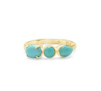 Anello in argento Sterling 925 con turchese cabochon ovale rotondo a pera fatto a mano con pietra preziosa leggera naturale blu gioielli da donna placcato oro giallo SZ- 61 (19,4), S 1/2