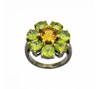 Anello in argento Sterling 925 fatto a mano con citrino e peridoto per le donne gioielli con pietre preziose anello di promessa | anniversario e compleanno, R 1/2, Pietra preziosa., Citrino, peridoto