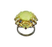 Anello in argento Sterling 925 fatto a mano con prehnite topazio blu peridotcitrino cianite granato ametista fatto a mano per donna anello promessa compleanno anniversario, V 1/2, Pietra preziosa
