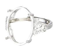 Anello in argento sterling 925 grezzo, base con castone regolabile per creazione di gioielli fai da te, montatura cabochon minimalista per pietre preziose, agata, giada - unisex 12x16