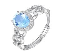 Anello In Argento Sterling 925 Per Donna, Pietre Preziose Naturali, Taglio Ovale 6×8 Mm, Anello Nuziale, Fascia In Zirconia Cubica, Cocktail, Promessa Infinito, Fascia Per Lei, Taglia Regolabile, T