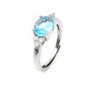 Anello in Argento Sterling 925 Rodiato con Pietra Ovale Grande Misura Regolabile