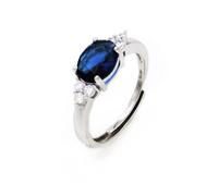 Anello in Argento Sterling 925 Rodiato con Pietra Ovale Grande Misura Regolabile